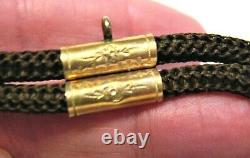 Victorian 10k Rose Gold Genuine Hair Mourning Watch Chain 9 Inches Long