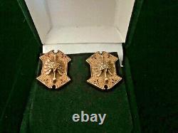 Victorian 14K Gold and Sterling Enamel Screw Back Seed Pearl Earrings 8.4grams