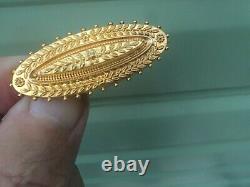 Victorian 15ct Chester Gold Etruscan Sweetheart Brooch / Mourning Hair Locket