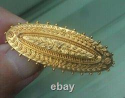 Victorian 15ct Chester Gold Etruscan Sweetheart Brooch / Mourning Hair Locket