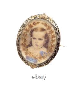 Victorian 1867-1870 14kt yellow gold mourning portrait brooch Stk#AU191