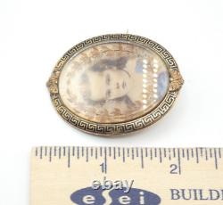 Victorian 1867-1870 14kt yellow gold mourning portrait brooch Stk#AU191