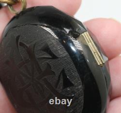 Victorian'Amity, Eternity, Infinity' Jet Mourning Black Memento Mori Locket TLC