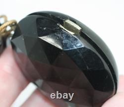 Victorian'Amity, Eternity, Infinity' Jet Mourning Black Memento Mori Locket TLC