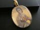 Victorian Antique 14k Yellow Gold Hair Mourning Photo Crystal Oval Pendant