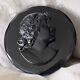 Victorian Black Jet Glass Cameo Mourning Brooch Antique C Clasp