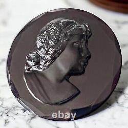 Victorian Black Jet Glass Cameo Mourning Brooch Antique C Clasp