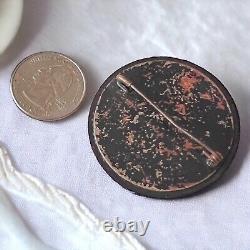 Victorian Black Jet Glass Cameo Mourning Brooch Antique C Clasp