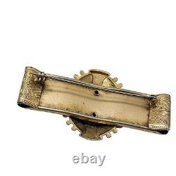 Victorian Brooch Taille d'Epargne Enamel Gold Filled Cameo Pin Mourning Jewelry