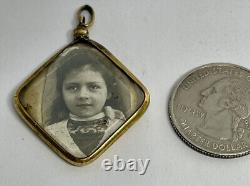 Victorian Double Sided Momento Mori Mourning Little Girl & Soldier Photo Locket