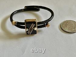 Victorian Edwardian Black Enamel & Pearl Momento Mori Mourning Bracelet