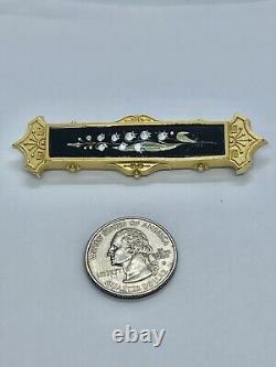 Victorian Edwardian Enamel Lily of The Valley Momento Mori Mourning Brooch