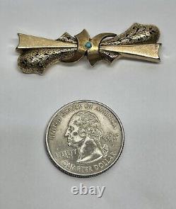 Victorian Edwardian Taille d'Epergne Momento Mori Mourning Turquoise Bow Brooch