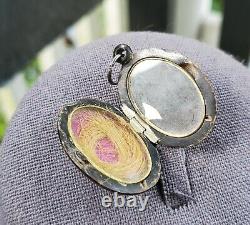 Victorian Era Mourning Locket Antique Pendant Necklace Pique Pose Jewelry