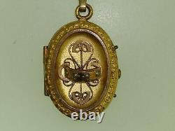 Victorian Etruscan Gold Washed Seed Pearl Hair Locket! Signed