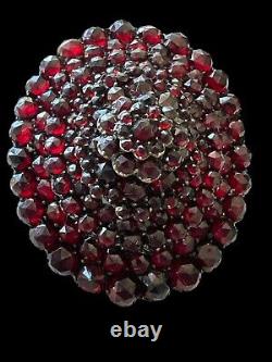 Victorian Garnet Mourning Brooch Pin Pendant Layered Cluster Antique