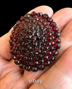 Victorian Garnet Mourning Brooch Pin Pendant Layered Cluster Antique