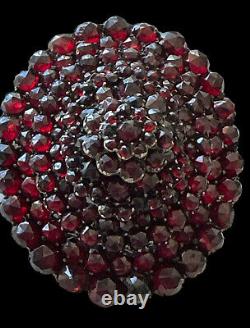 Victorian Garnet Mourning Brooch Pin Pendant Layered Cluster Antique