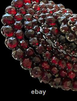 Victorian Garnet Mourning Brooch Pin Pendant Layered Cluster Antique