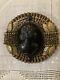 Victorian Gilt Metal And Onyx Cameo Portrait Large Pin