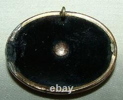 Victorian Gold Filled Onyx Mourning Brooch Seed Pearl
