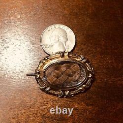 Victorian Gold Filled Sterling Woven Hair Ornate Mourning Brooch 29x36mm 7.1g