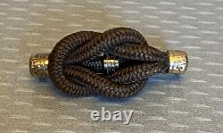 Victorian Gold Woven Hair Love Knot Brooch antique 19C mourning C hook
