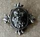 Victorian Gutta Percha Floral Mourning Brooch or Necklace