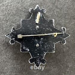 Victorian Gutta Percha Floral Mourning Brooch or Necklace