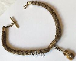 Victorian Hair Mourning Jewelry Watch Hair With Tiger Eye Rare Violin Fob