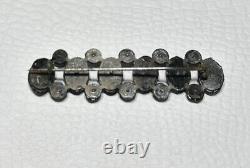 Victorian Jet Black Glass Mourning Bar Brooch C Clasp Three Row Antique