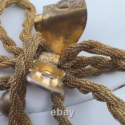 Victorian Mourning 10k Gf Dress Fur Clip Pin Bow Chain Ribbon Rope Mesh Gold