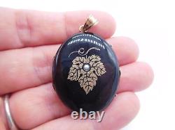 Victorian Mourning 14k Gold Enamel Photograph Picture Hair Pearl Locket Pendant