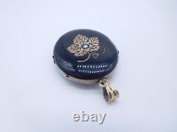 Victorian Mourning 14k Gold Enamel Photograph Picture Hair Pearl Locket Pendant