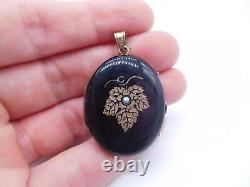 Victorian Mourning 14k Gold Enamel Photograph Picture Hair Pearl Locket Pendant