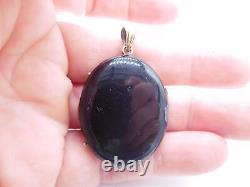 Victorian Mourning 14k Gold Enamel Photograph Picture Hair Pearl Locket Pendant