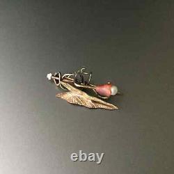 Victorian Mourning Calla Lily Pearl Brooch Rose Gold Engraved Chased Leaf