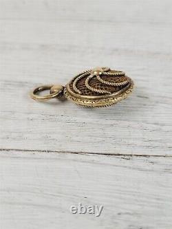 Victorian Mourning Hair 10K Yellow Gold Pendant Fob Small Layer Antique Pretty