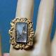 Victorian Mourning Hair RING Curlicues with Seed Pearls Under Glass GP SZ 7.5 OOAK