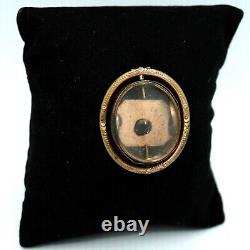 Victorian Mourning Hair Work Spinning Swivel Locket Brooch with Black Onyx Empty