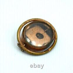 Victorian Mourning Hair Work Spinning Swivel Locket Brooch with Black Onyx Empty