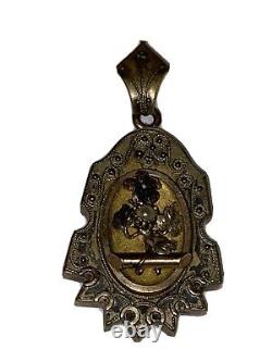 Victorian Mourning Locket Pendant Ornate Flowers Pearl Antique