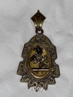 Victorian Mourning Locket Pendant Ornate Flowers Pearl Antique