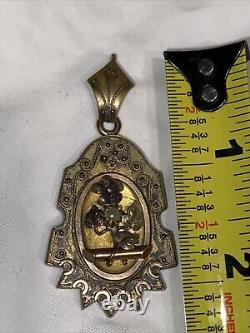 Victorian Mourning Locket Pendant Ornate Flowers Pearl Antique