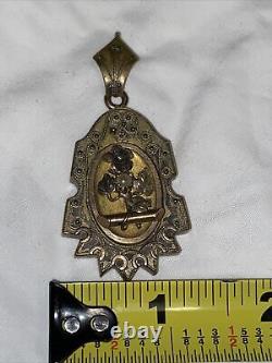 Victorian Mourning Locket Pendant Ornate Flowers Pearl Antique