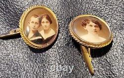 Victorian Mourning Memento Mori Lady & Man Sweethearts in Photo Buttons