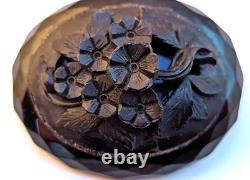Victorian Mourning Pin in Jet, 1800's Vintage Jewelry