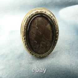 Victorian Mourning Ring Braided Hair 14K Gold Antique 10.7g / sz 9.5