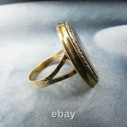 Victorian Mourning Ring Braided Hair 14K Gold Antique 10.7g / sz 9.5