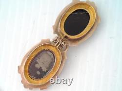 Victorian Mourning Solid 10k Rose Gold Cameo Double Side Photo Locket Pendant